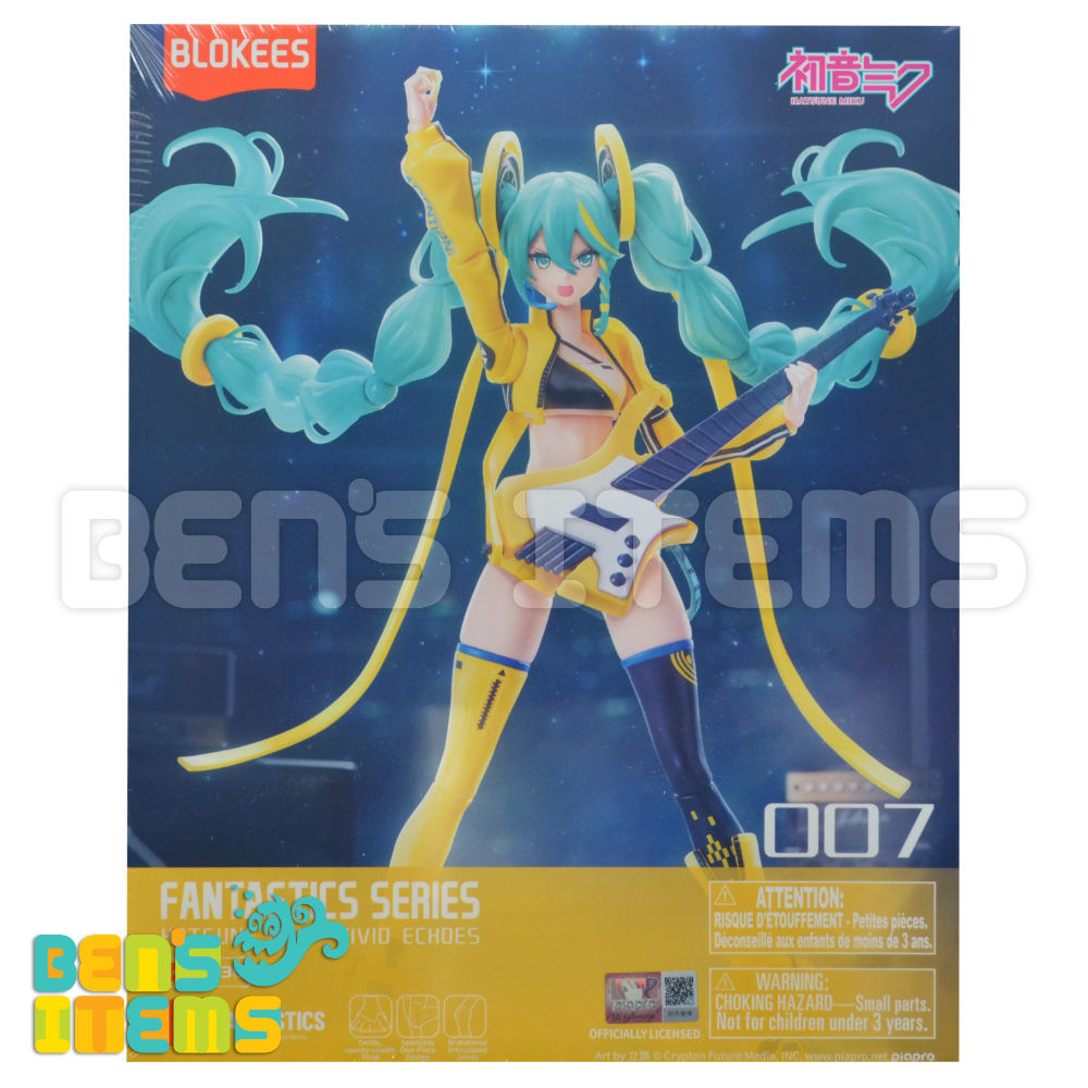 Figurine Hatsune Miku Vivid Echoes – Blokees Fantastics – 17 Cm – Assemblage Minimal – Guitare, Micro, Mains Interchangeables