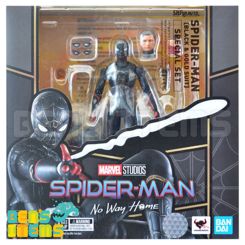 SH Figuarts Spider-Man Black & Gold Suit (No Way Home) Special Set